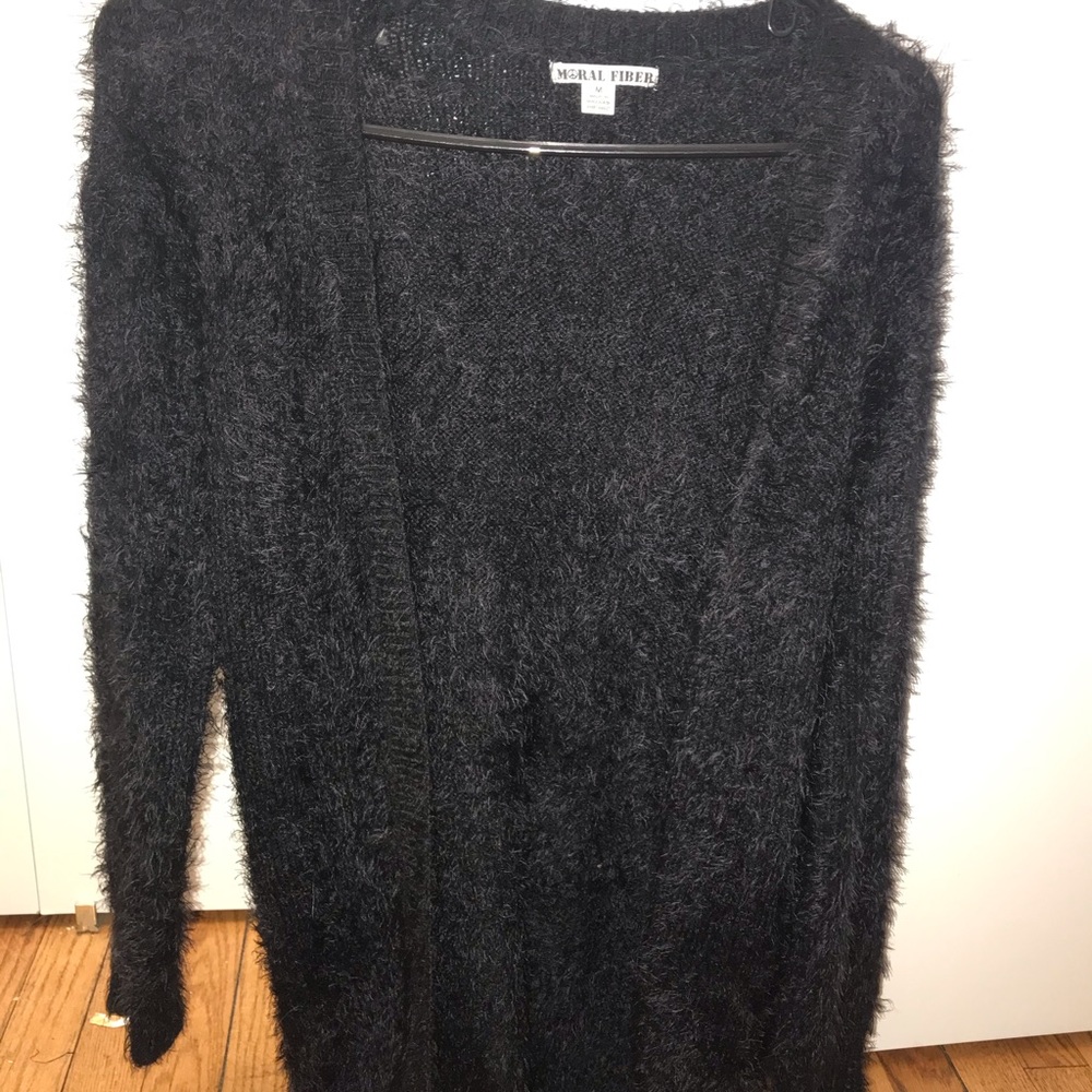 Fuzzy black cardigan